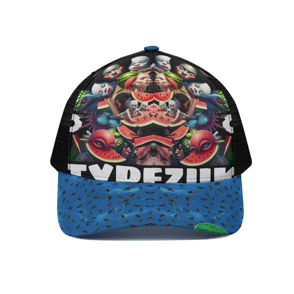 Unisex Watermelon Trucker Hat With Black Half-mesh