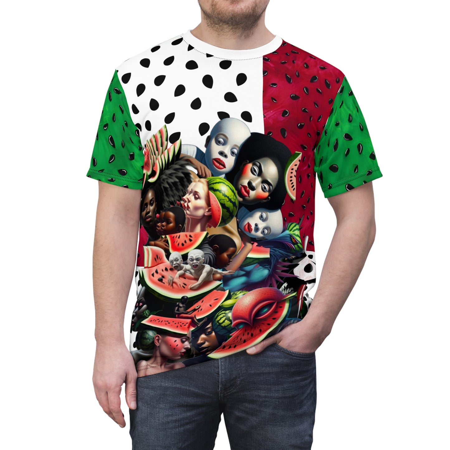 Unisex Watermelon Cut & Sew Tee