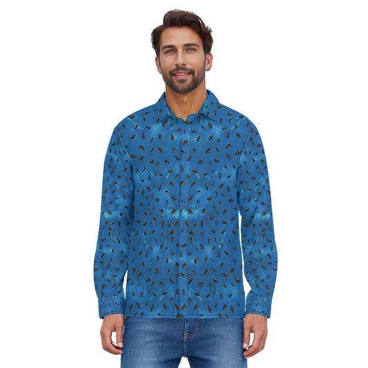 Watermelon  Men's Lapel Collar Shirt With Concealed Placket