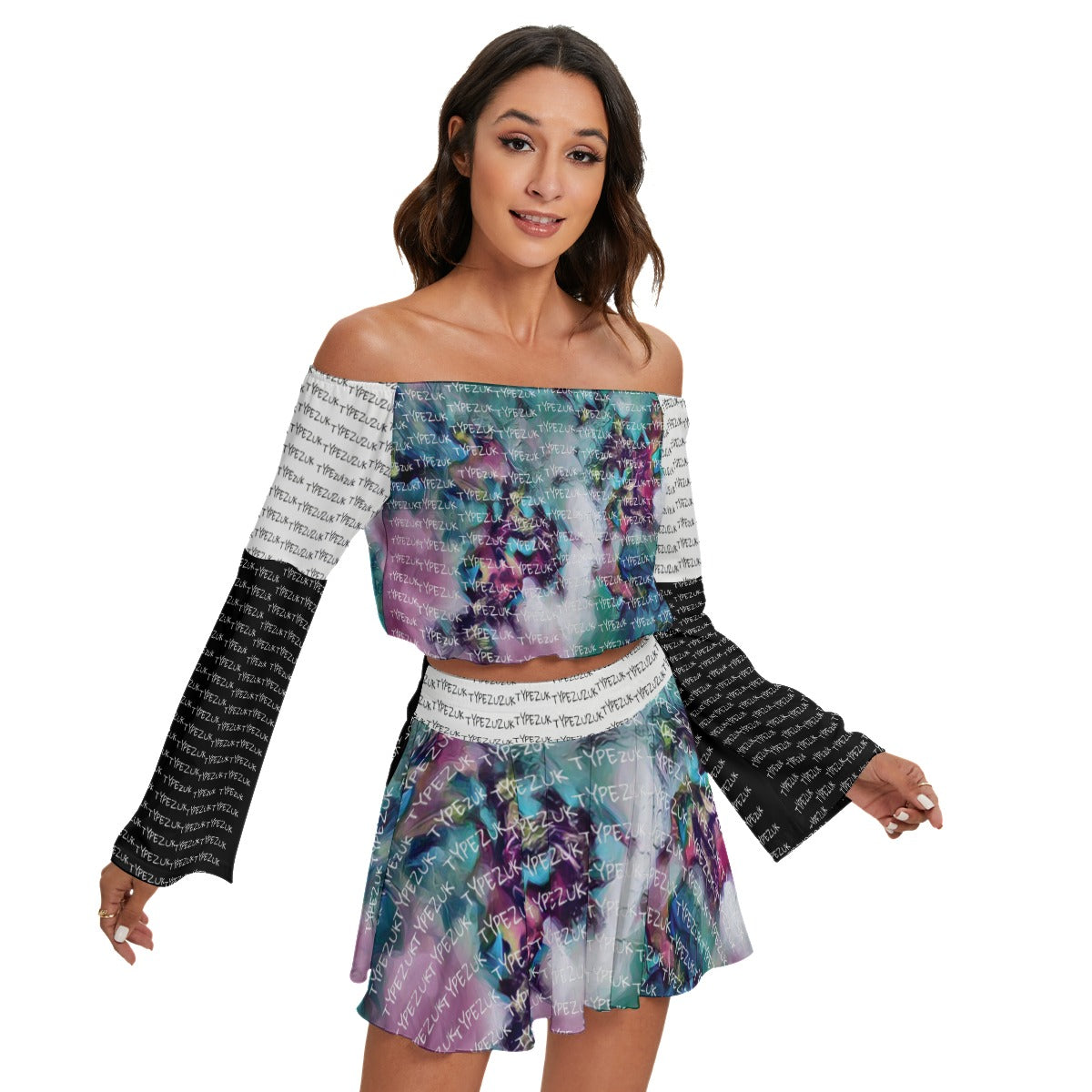 Typezuk Women's Off-shoulder Top And Skirt Set
