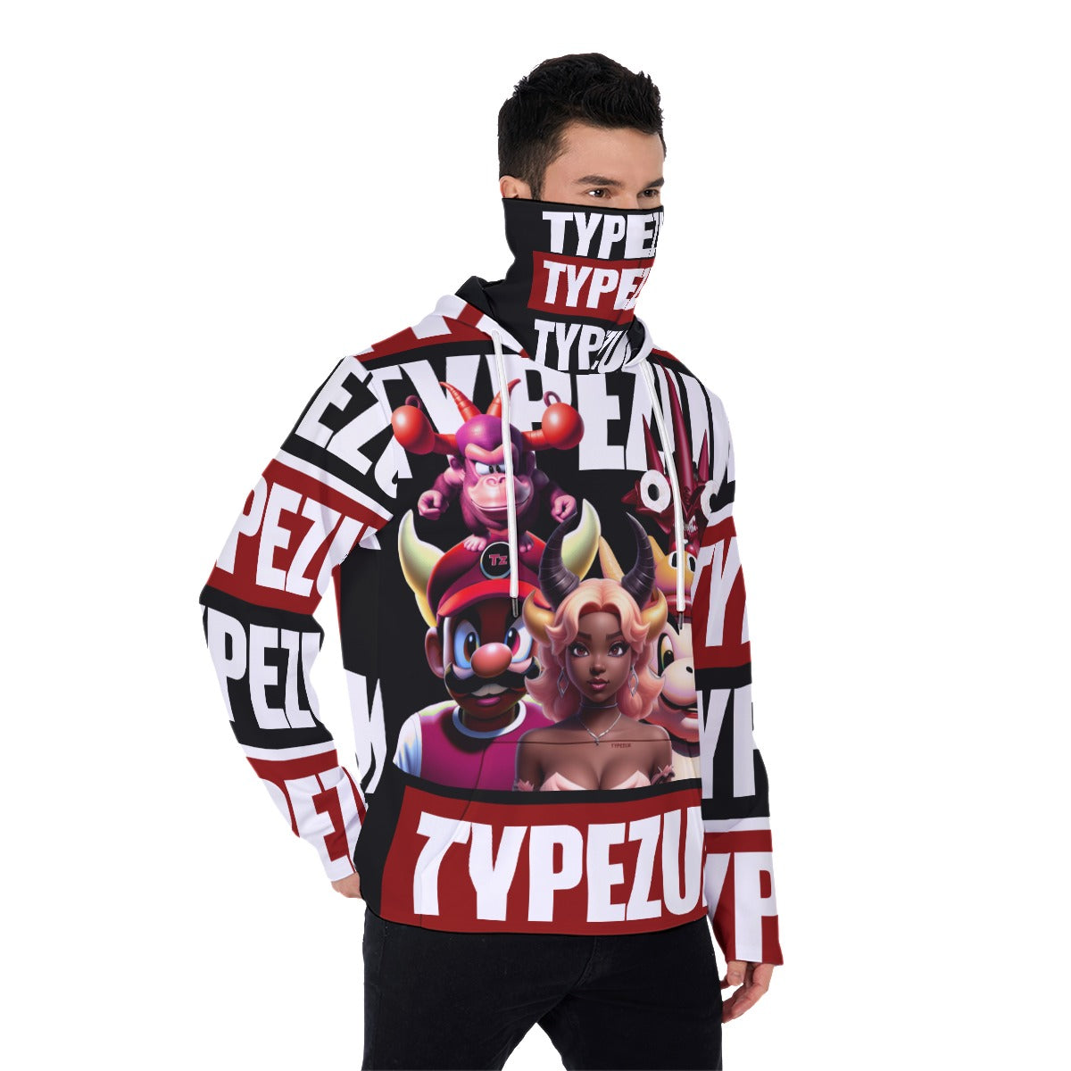 All-Over Print Men's Pullover Hoodie With Mask