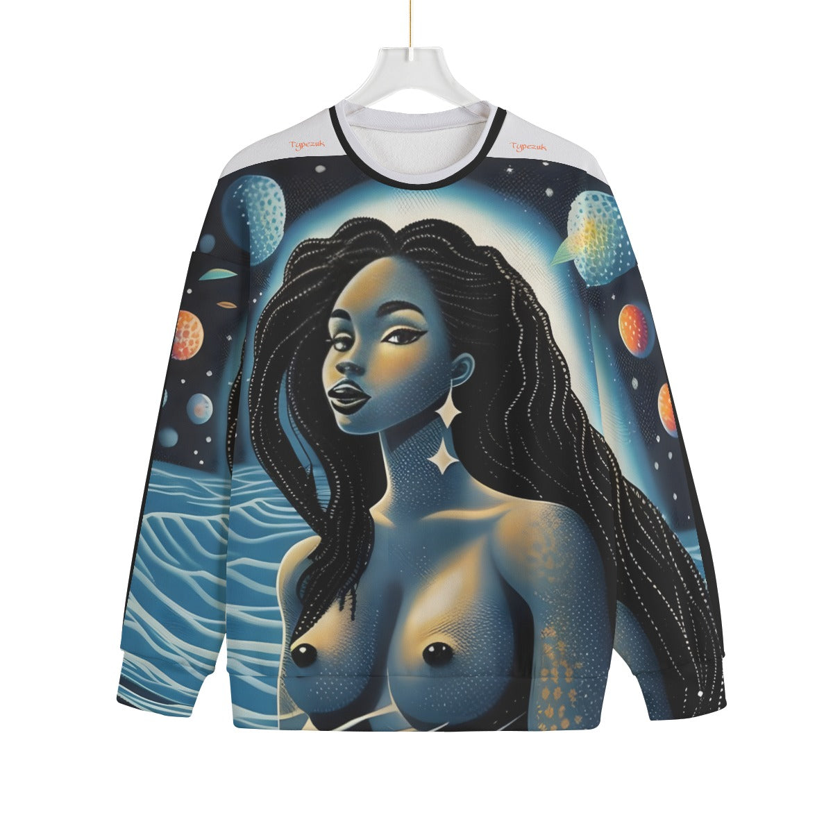 Space Mermaid Unisex Drop-shoulder Knitted Fleece Sweater