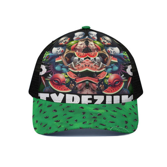 Unisex Watermelon Trucker Hat With Black Half-mesh
