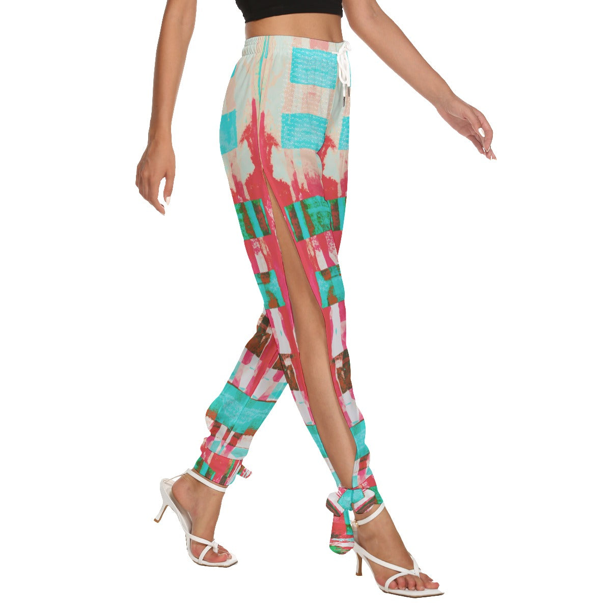 Typezuk Women's Side Seam Cutout Pants With Bottom Strap