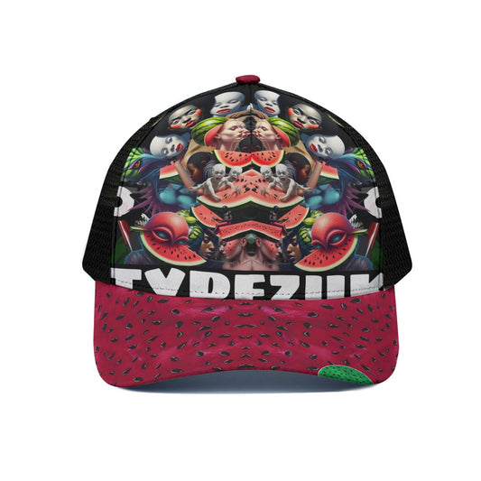 Unisex Watermelon Trucker Hat With Black Half-mesh