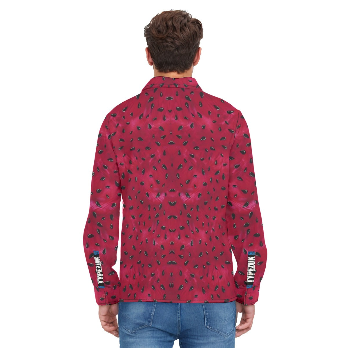 Watermelon Men's Lapel Collar Shirt With Concealed Placket