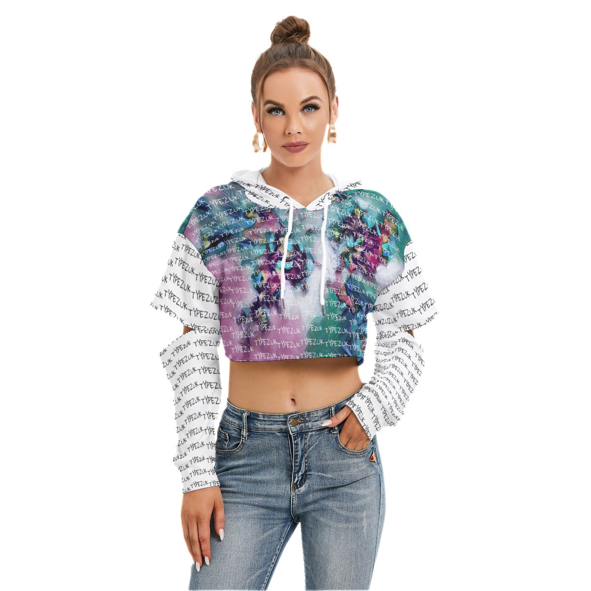 Typezuk Women's Heavy Fleece Hoodie With Hollow Out Sleeve