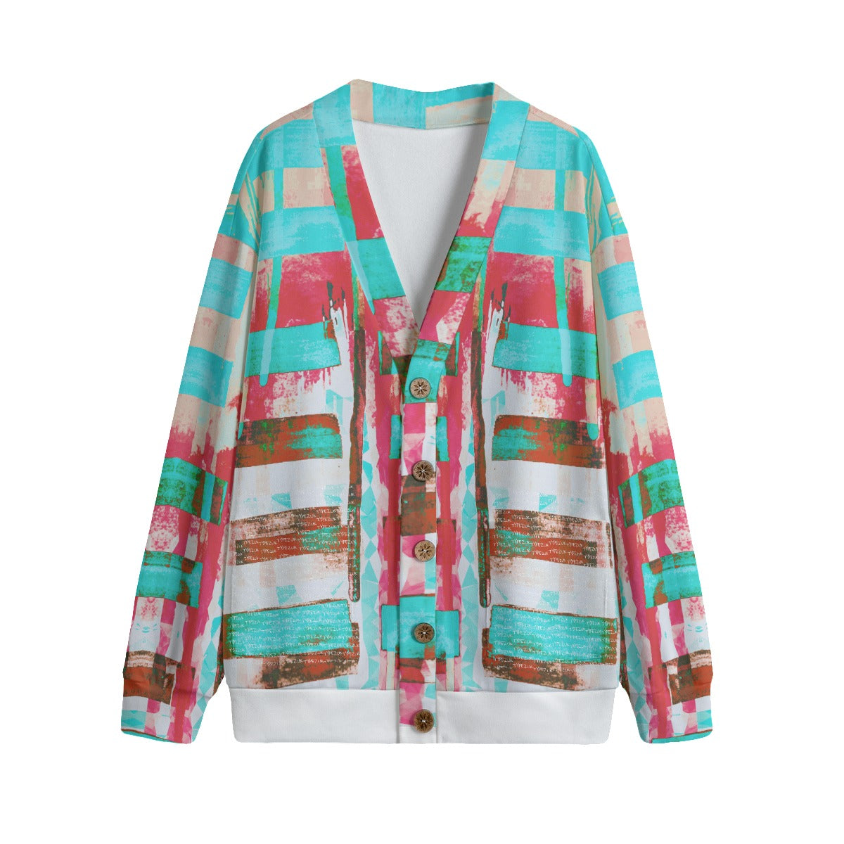 Typezuk Unisex V-neck Knitted Fleece Cardigan With Button Closure