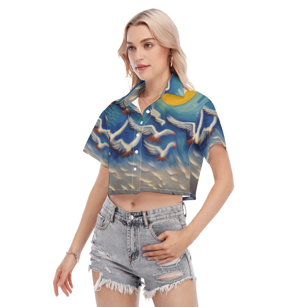 Typezuk Pigeon and Doves Women's Cropped Shirt