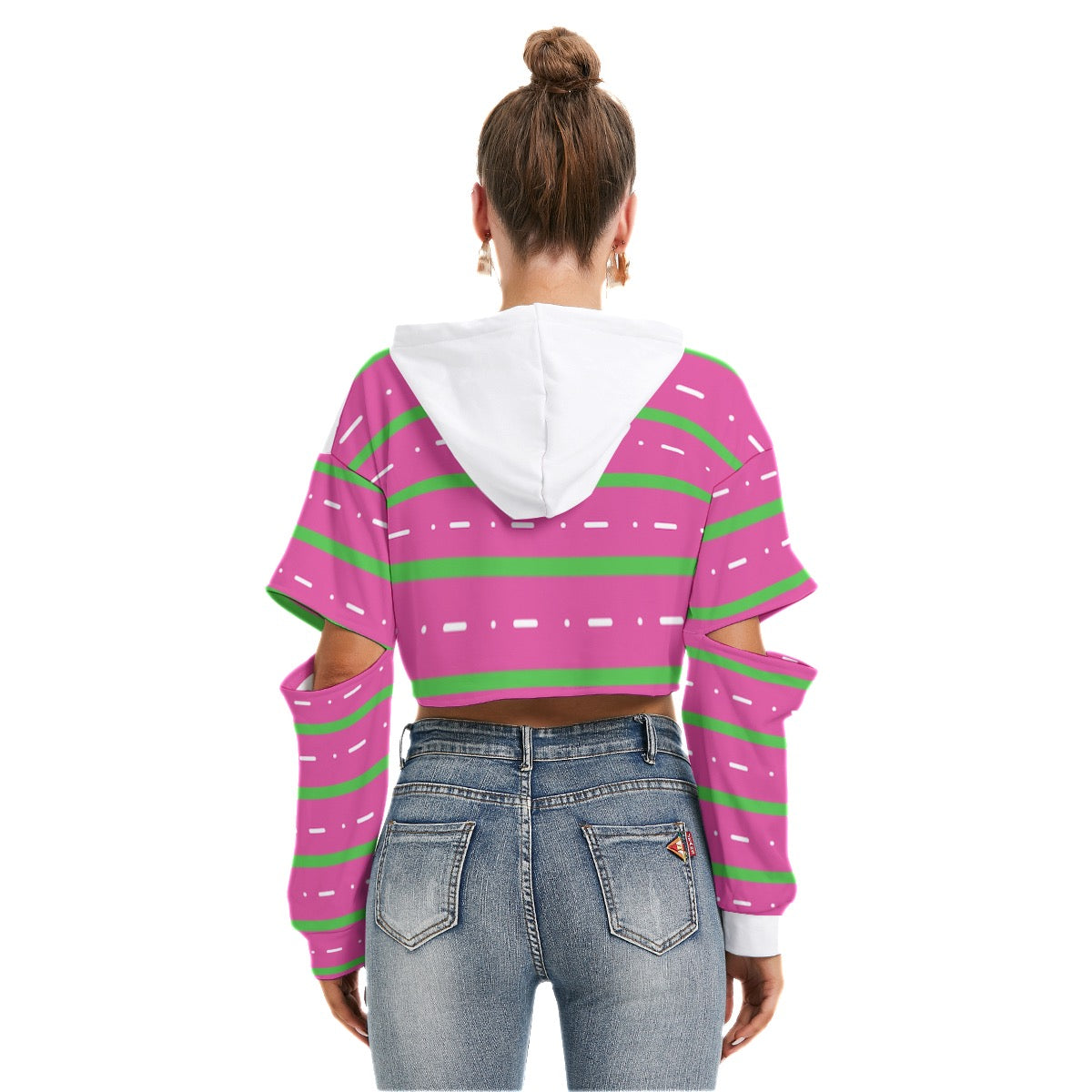 All-Over Print Women's Heavy Fleece Hoodie With Hollow Out Sleeve