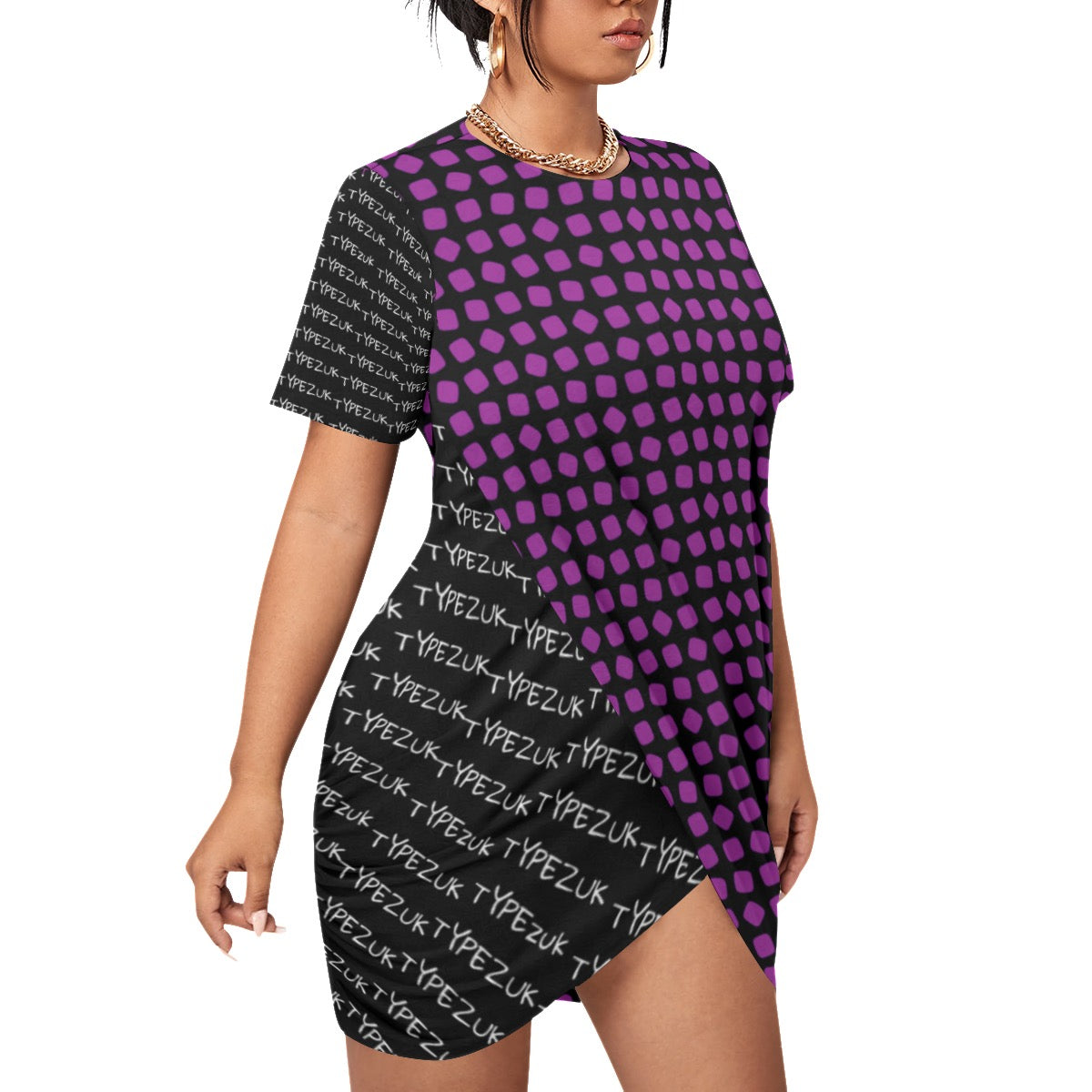 Typezuk Women’s Stacked Hem Dress With Short Sleeve（Plus Size）