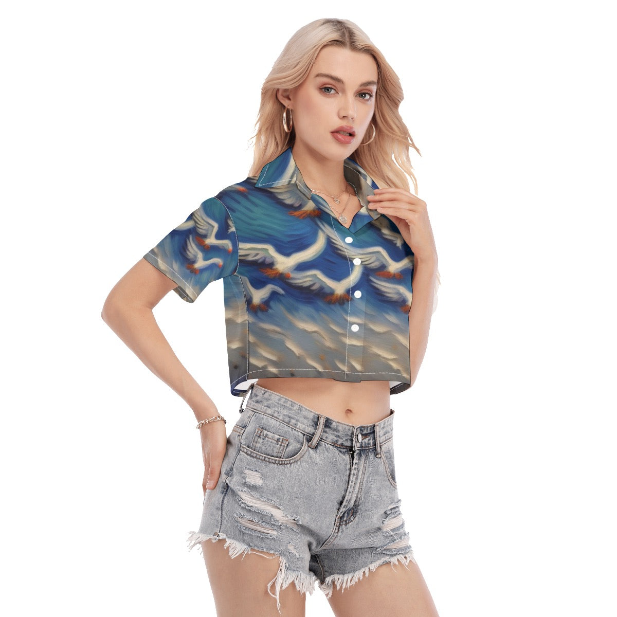 Typezuk Pigeon and Doves Women's Cropped Shirt