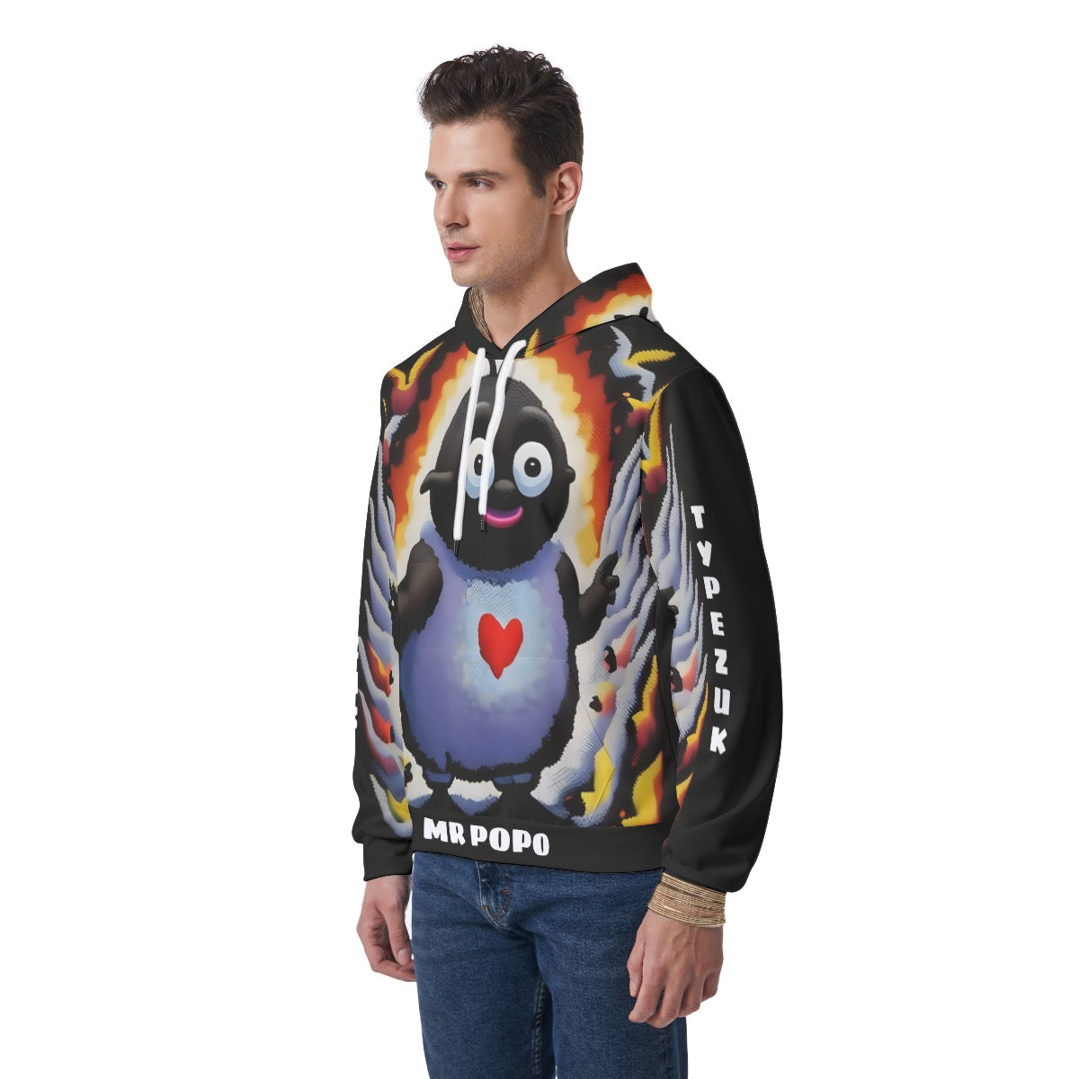 Typezuk Mr POPO Men's Thicken Pullover Hoodie With Inner Hood