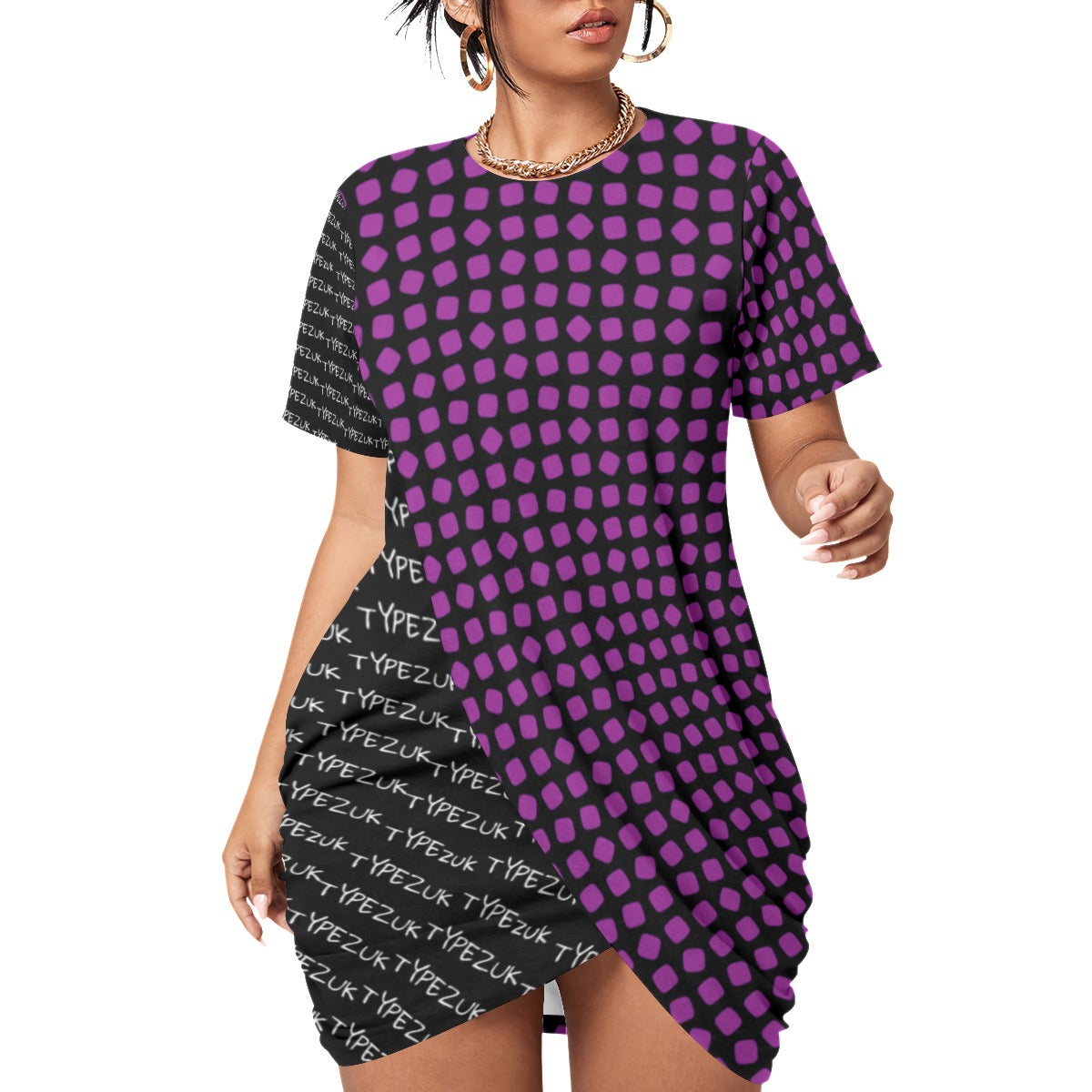Typezuk Women’s Stacked Hem Dress With Short Sleeve（Plus Size）