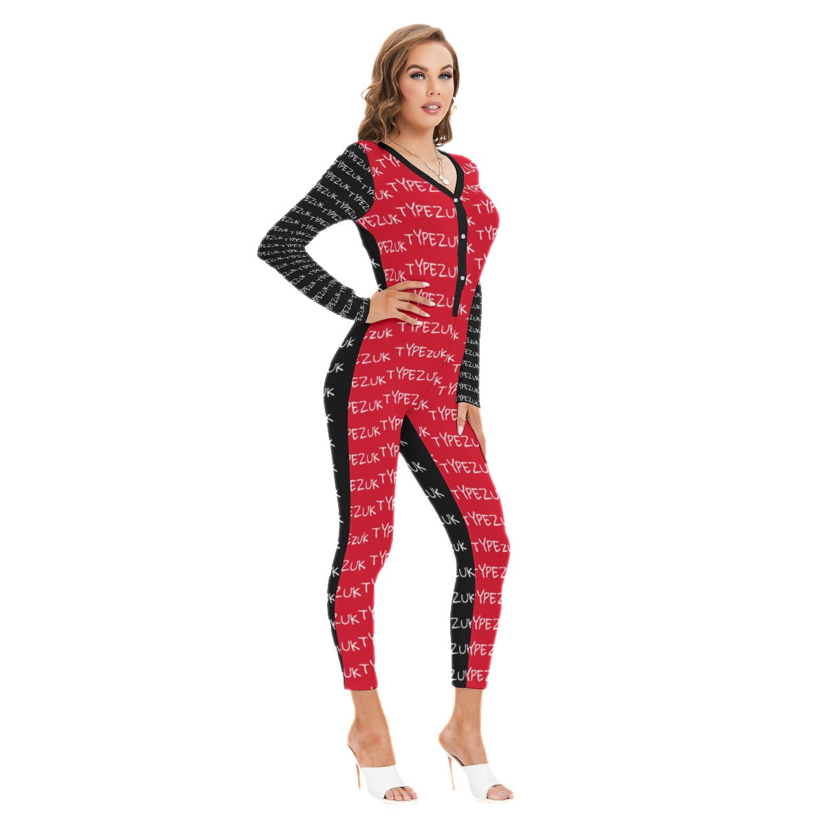 All-Over Print Women's Plunging Neck Jumpsuit
