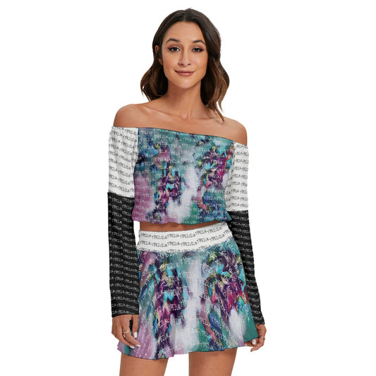 Typezuk Women's Off-shoulder Top And Skirt Set