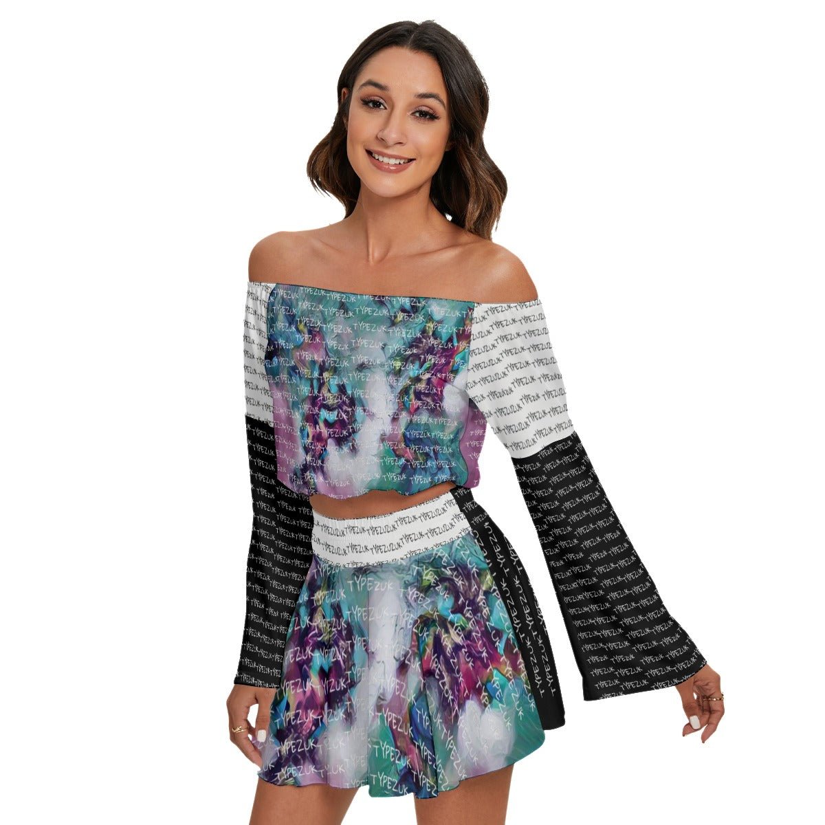Typezuk Women's Off-shoulder Top And Skirt Set