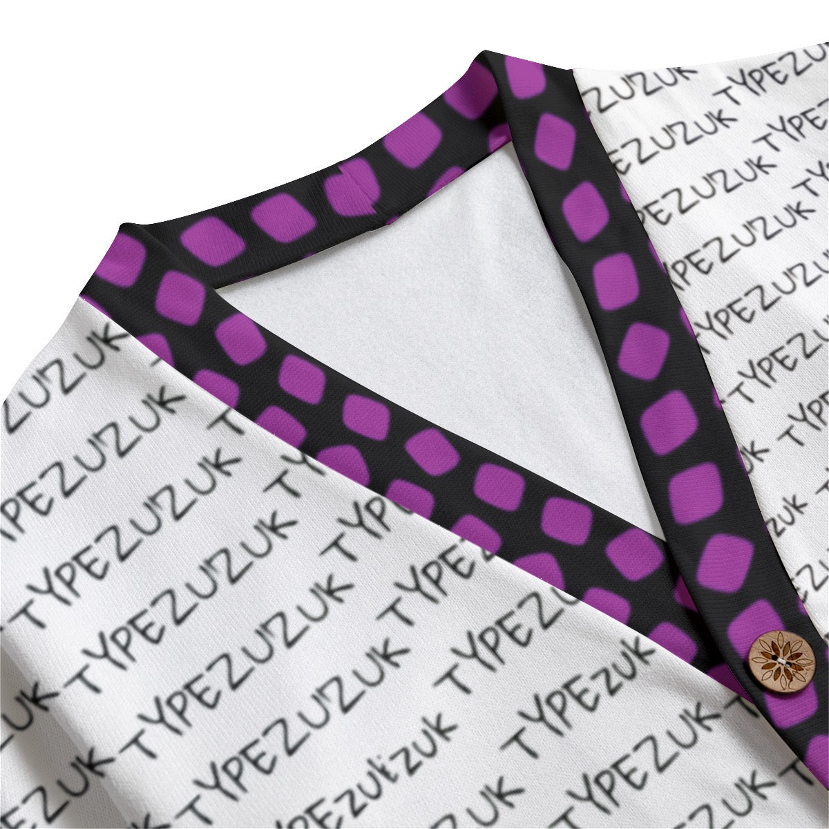 Typezuk V-neck Knitted Fleece Cardigan With Button Closure