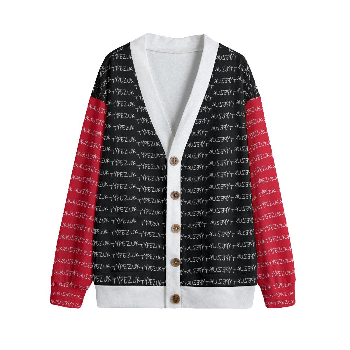 All-Over Print Unisex V-neck Knitted Fleece Cardigan With Button Closure