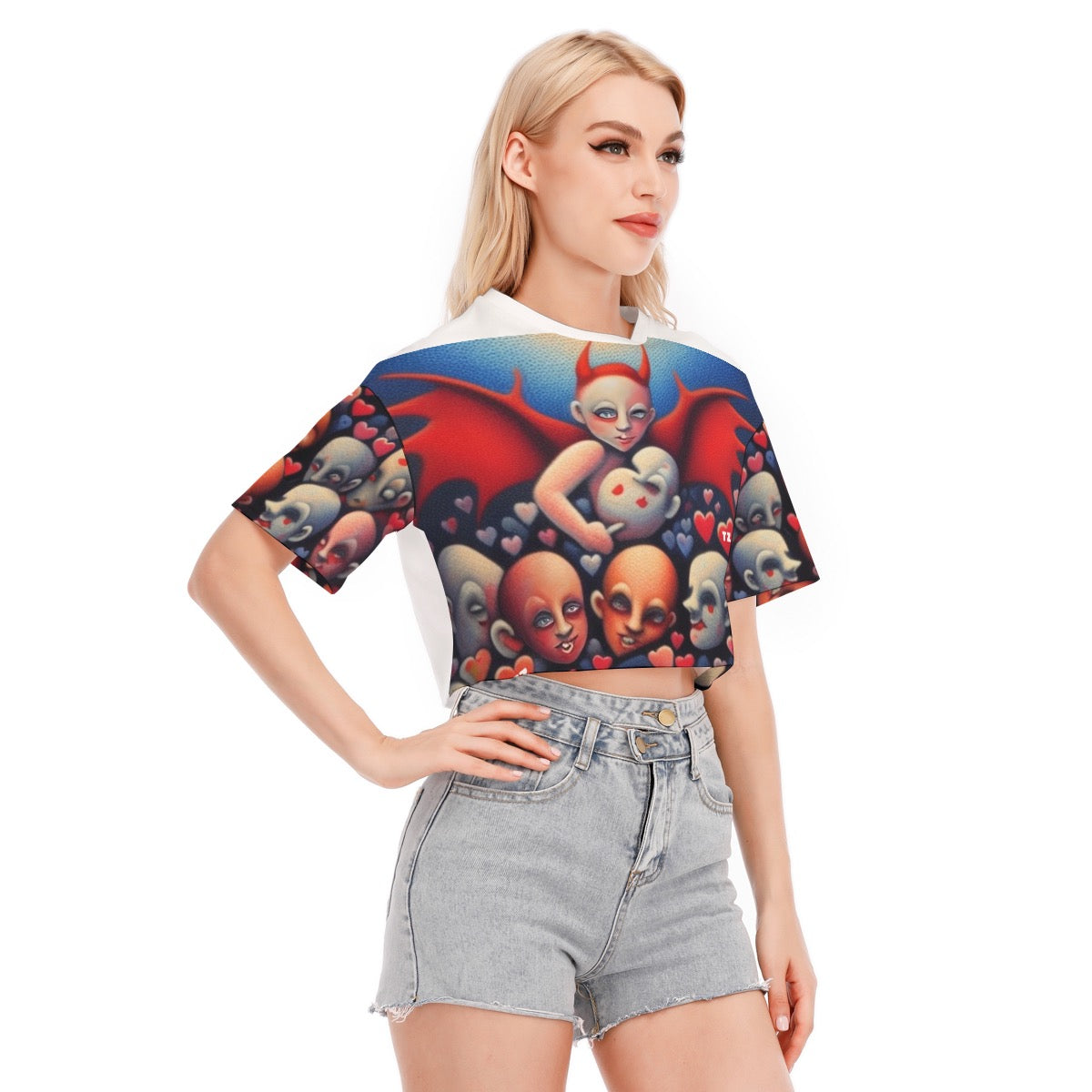 Typezuk Heart Heads Women's Cropped T-shirt | 190GSM Cotton