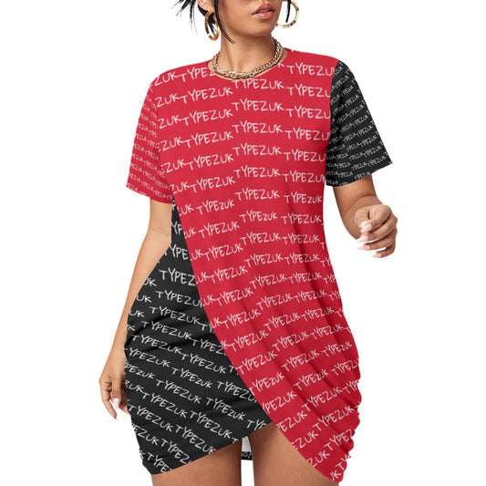 Typezuk Women’s Stacked Hem Dress With Short Sleeve（Plus Size）