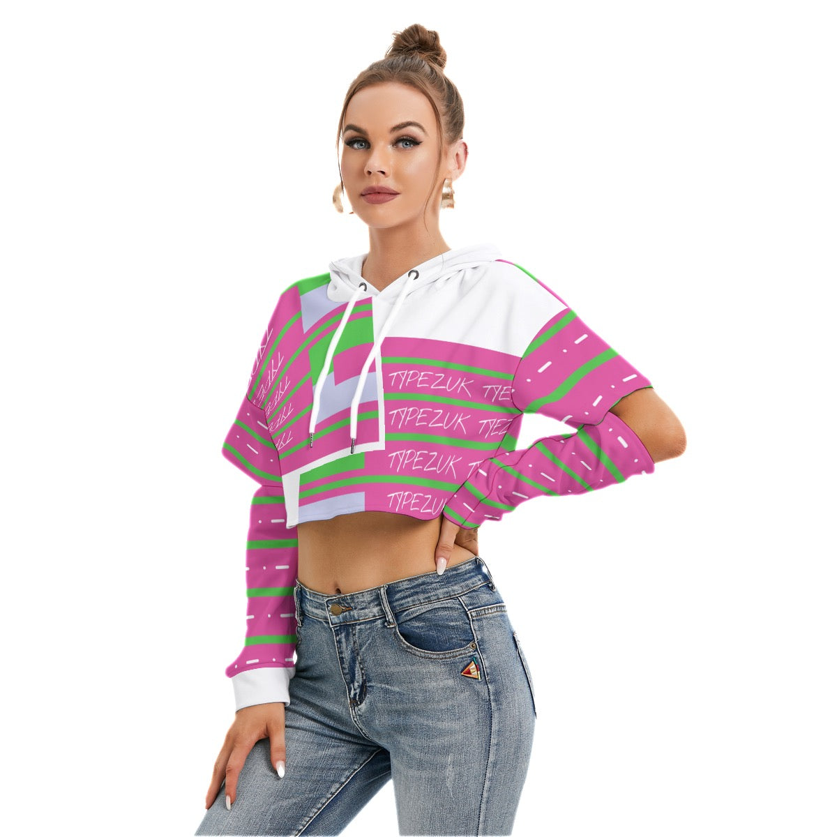 All-Over Print Women's Heavy Fleece Hoodie With Hollow Out Sleeve