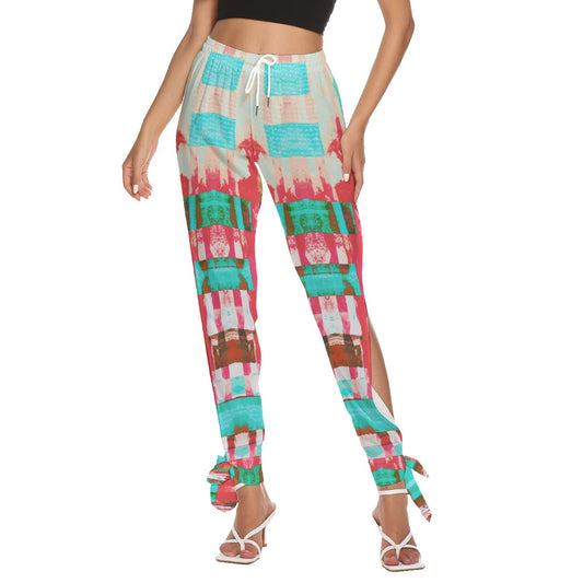 Typezuk Women's Side Seam Cutout Pants With Bottom Strap