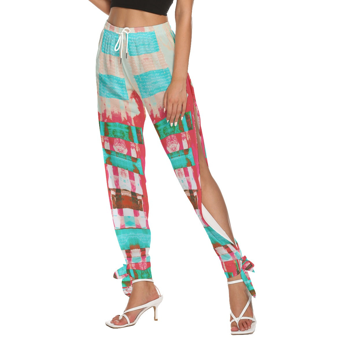 Typezuk Women's Side Seam Cutout Pants With Bottom Strap