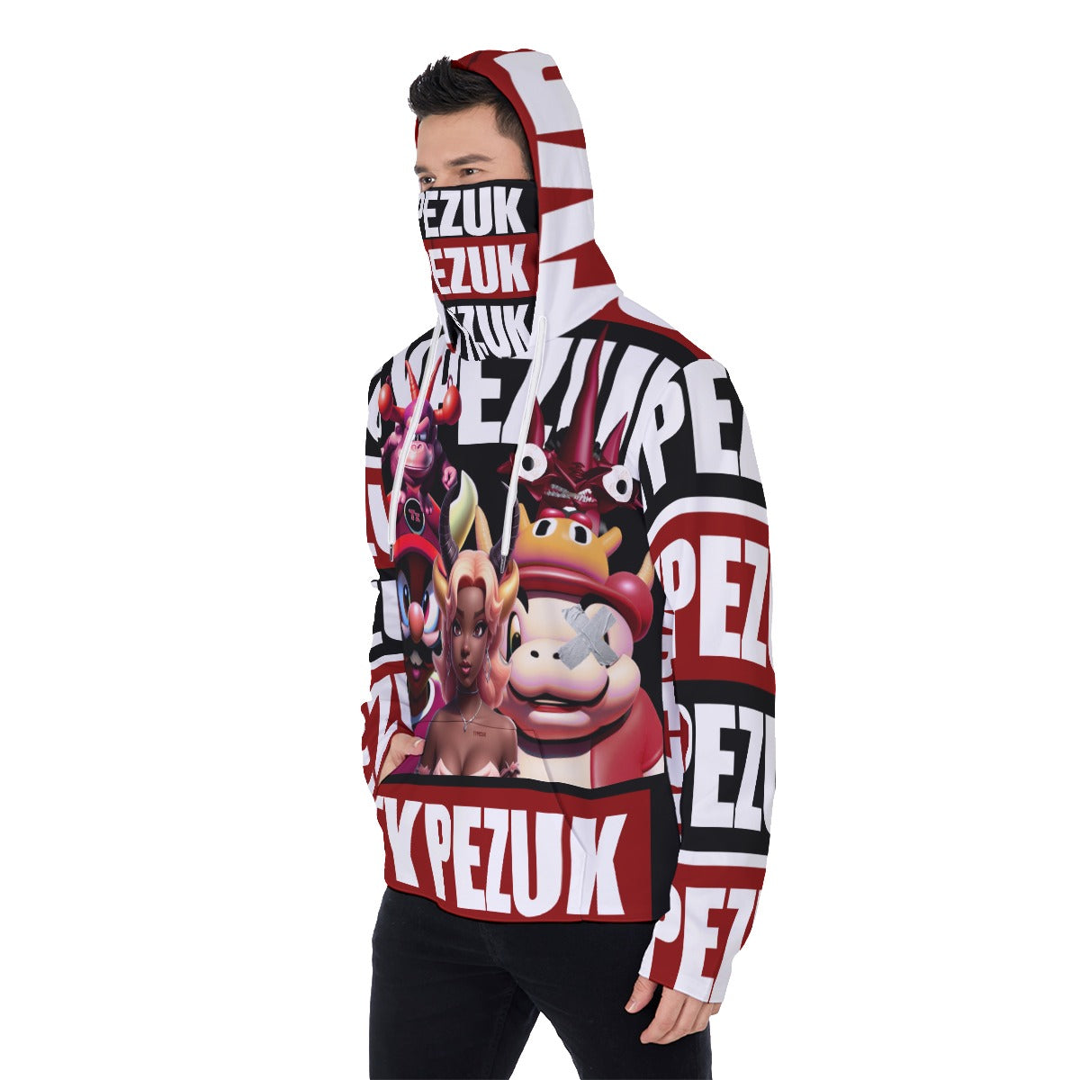 All-Over Print Men's Pullover Hoodie With Mask