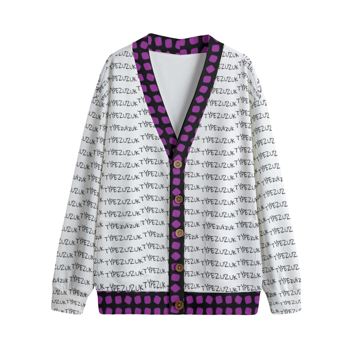 Typezuk V-neck Knitted Fleece Cardigan With Button Closure
