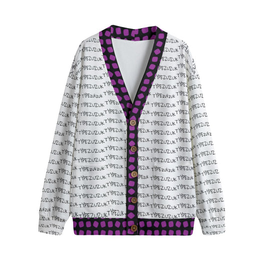 Typezuk V-neck Knitted Fleece Cardigan With Button Closure
