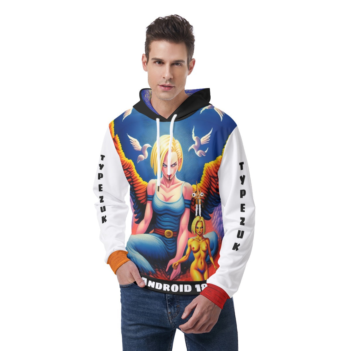 Typezuk Android 18  Men's Thicken Pullover Hoodie With Inner Hood