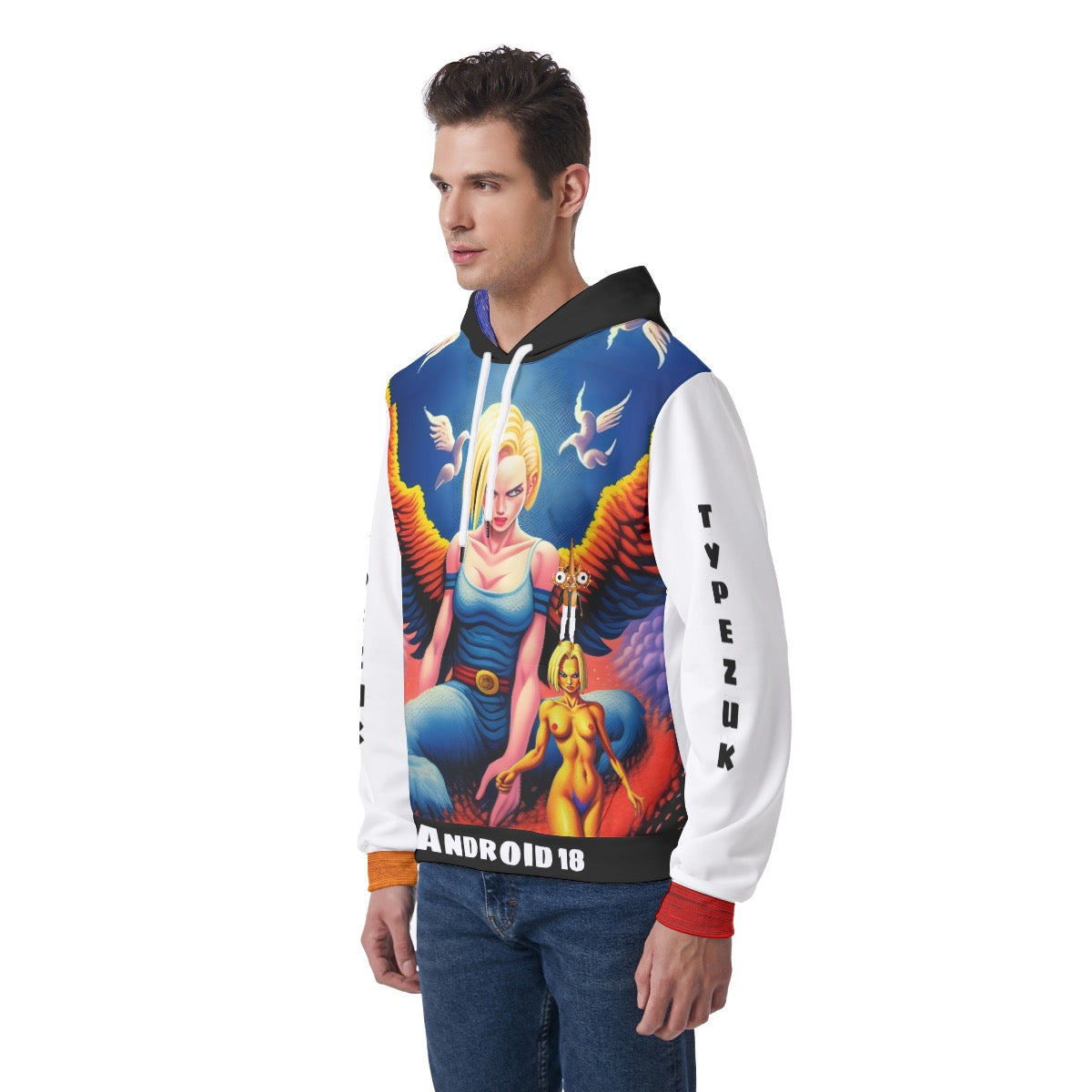 Typezuk Android 18  Men's Thicken Pullover Hoodie With Inner Hood