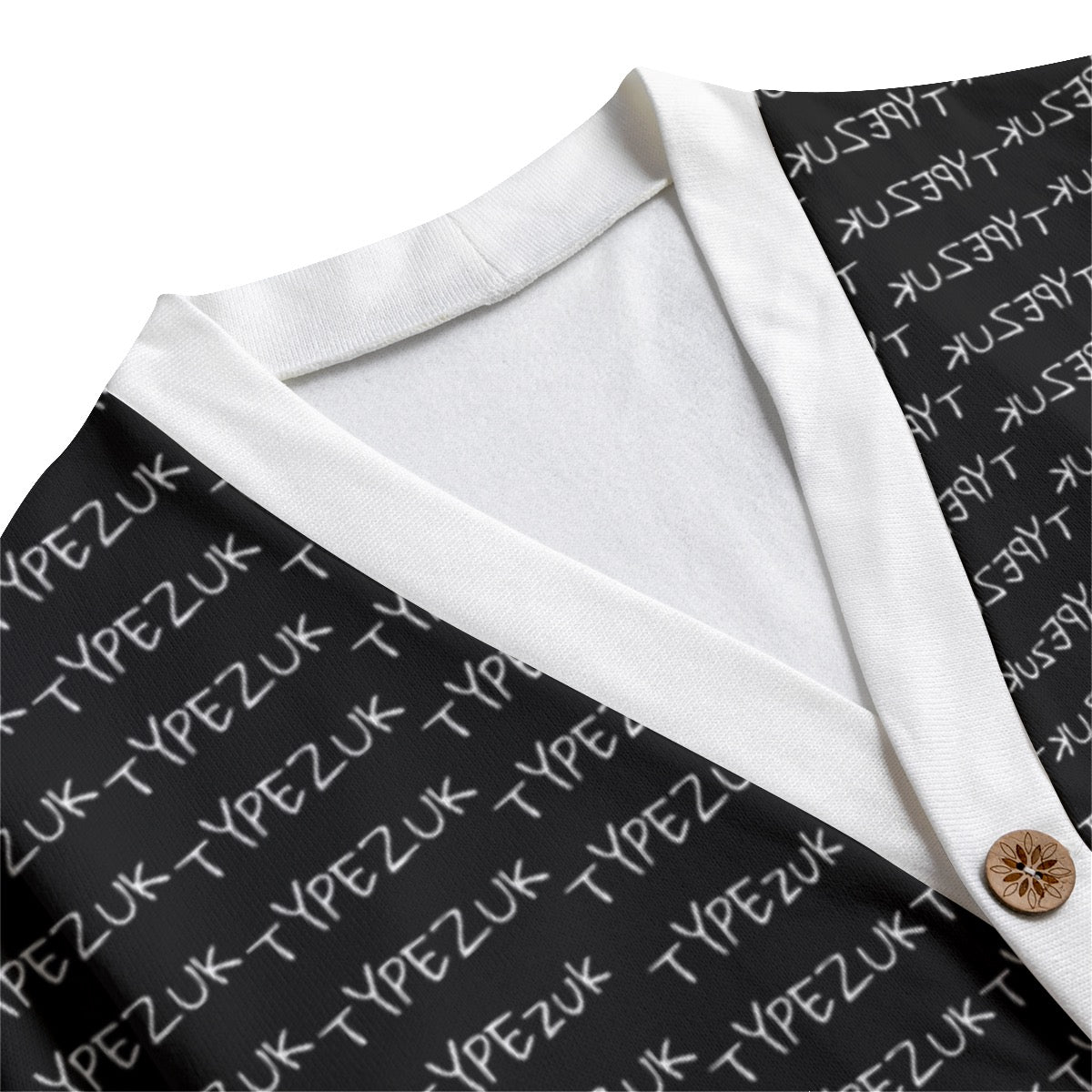 All-Over Print Unisex V-neck Knitted Fleece Cardigan With Button Closure