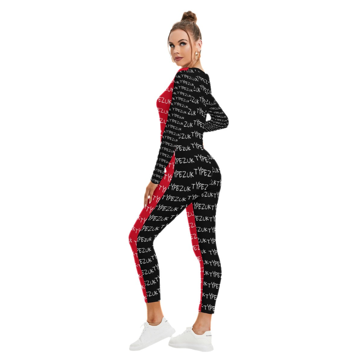 All-Over Print Women's Plunging Neck Jumpsuit
