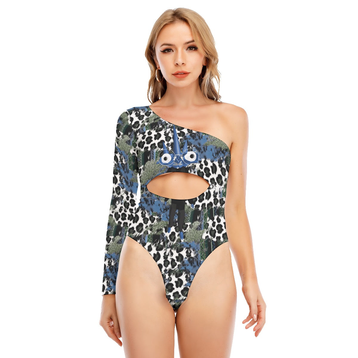 Typezuk’s Women's Long-sleeved Waist-cut Bodysuit With One-sleeve