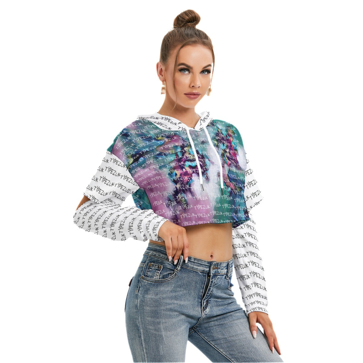 Typezuk Women's Heavy Fleece Hoodie With Hollow Out Sleeve