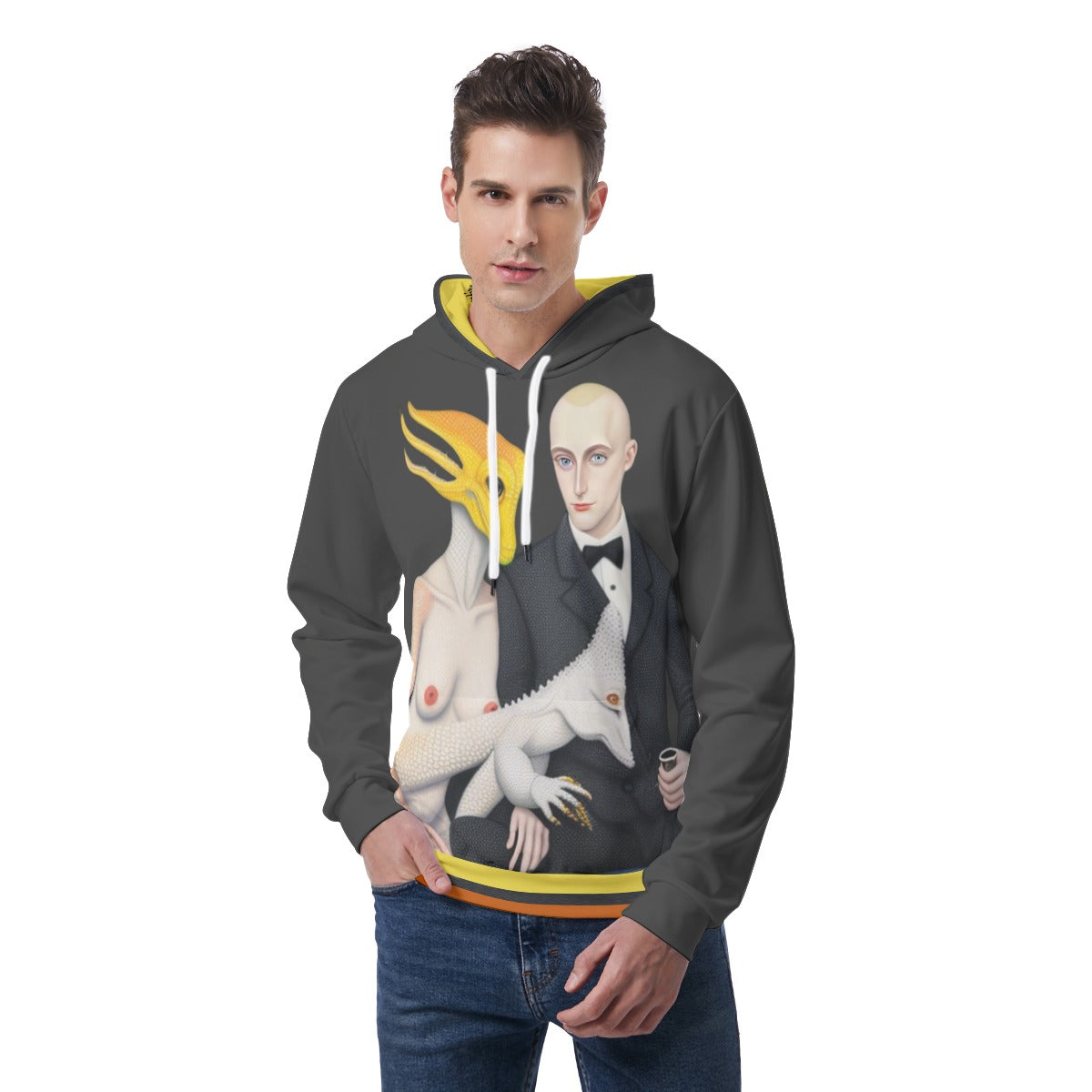 Typezuk Serpentine Passion Men's Thicken Pullover Hoodie With Inner Hood