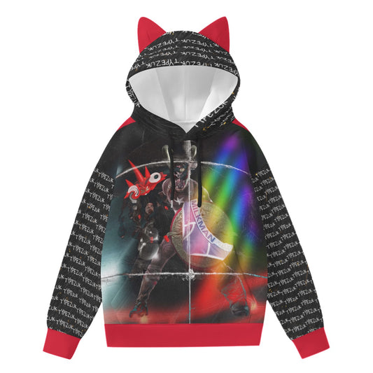 All-Over Print Women’s Hoodie With Decorative Ears
